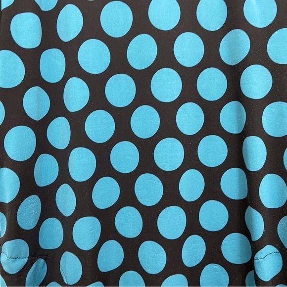 Bcbg MAXAZRIA dress 3/4 sleeve soft jersey polka dots turquoise black gold Large - Picture 8 of 15